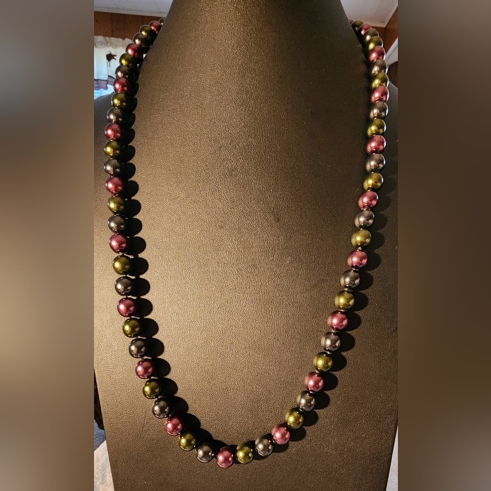 Joan Rivers 26" Multi-Color Pearlized Bead Necklace – Vtg Statement Jewelry NWOT